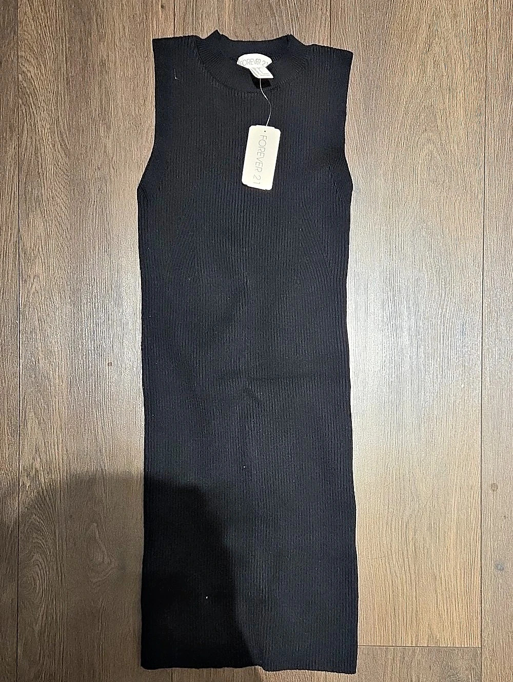 Black Sweater Dress Ribbed Longuette Dress Ribbed Midi Dress Black Fall Layering